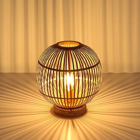 Lampe De Chevet En Bambou Naturel - 35 Cm, Moderne, 3W - Neuve, Sans Marque