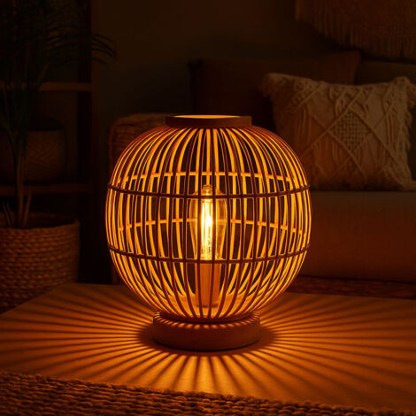 Abat-jour Rond En Jute Naturel Avec Douille E27 - Décoration Simple Et élégante Pour Lampe De Chevet