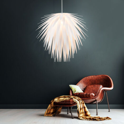Suspension lampe suspension suspension lampe suspension salon, feu d'artifice et feuilles aspect blanc, 1x douille E27, DxH 49,5x140 cm
