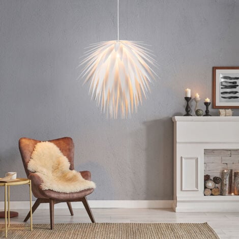 Suspension lampe suspension suspension lampe suspension salon, feu d'artifice et feuilles aspect blanc, 1x douille E27, DxH 49,5x140 cm