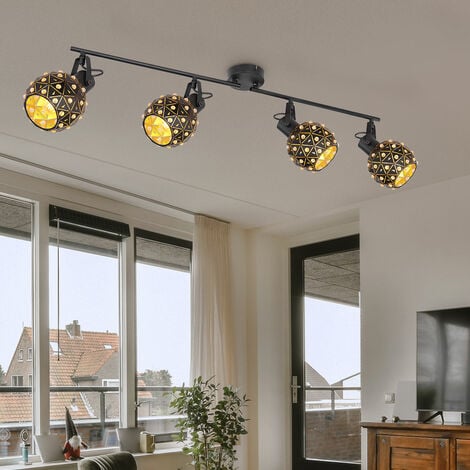 Plafonnier Spot de plafond lampe de salon lampe de salle à manger,  cristaux, spots mobiles, métal
