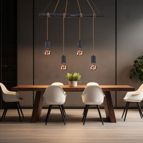 Relaxdays Lampe Suspension Vintage - Abat-Jour Métal Gris 126cm Câble Réglable
