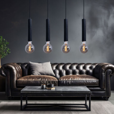 Suspension lampe suspension suspension suspension lampe salle à manger, 4 flammes, métal scandinave bois nickel noir, 4x douilles E27, LxPxH 93x10x120cm