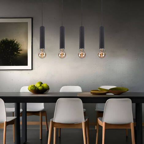 Suspension lampe suspension suspension suspension lampe salle à manger, 4 flammes, métal scandinave bois nickel noir, 4x douilles E27, LxPxH 93x10x120cm