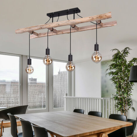 Relaxdays Lustre vintage, luminaire à 3 branches, HLP 35 x 40,5 x 35,5 cm, lampe rétro salon et