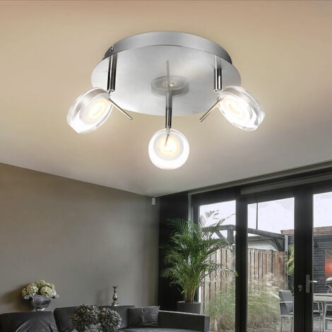 Spot rondell trois spots plafonnier orientable luminaire de salon moderne,  3x LED 5W 375Lm blanc chaud