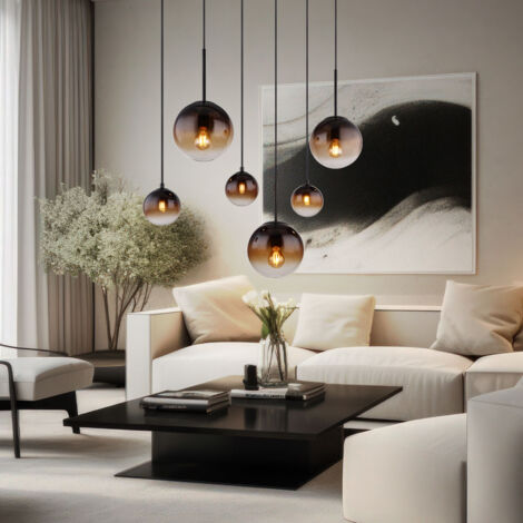 Lustre Plafonnier Westinghouse Noir Mat Et Verre Ambre – 1 Ampoule E27 – Art Déco