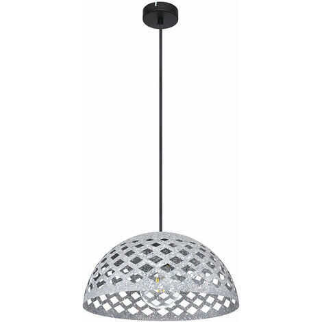 Lampe suspendue suspension lampe de salon lampe de salle à manger lampe de cuisine, métal noir gris poinçons en forme de losange, réglable en hauteur, E27, H 120 cm