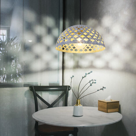 Lampe suspendue suspension lampe de salon lampe de salle à manger lampe de cuisine, métal noir gris poinçons en forme de losange, réglable en hauteur, E27, H 120 cm