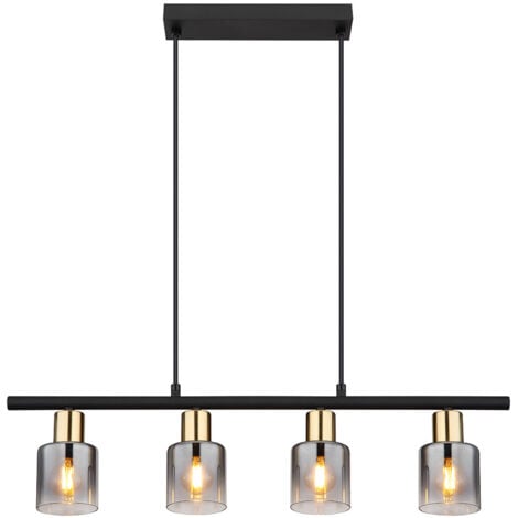 Suspension LED Lampe de salon Lampe à suspendre verre fumé Lampe à suspendre 3 flammes, métal, 4x 6W 700lm blanc chaud, LxlxH 65x8x120 cm
