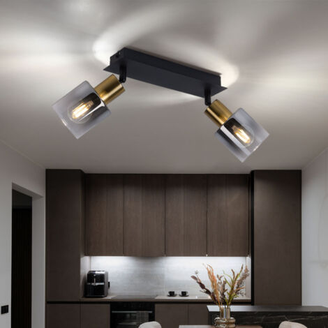 Spot De Plafond 3 Flammes Rond Plafonnier E14 Noir Rétro Pivotant Industrial Lampe De Cuisine