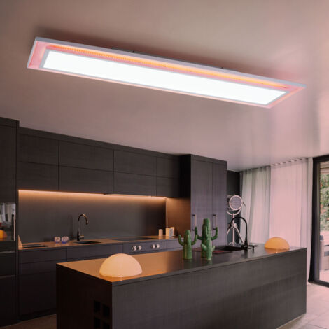 Panneau de plafond LED plafonnier à changement de couleur plafonnier télécommandé panneau de montage en saillie, CCT, LED RVB 24W 1460lm 2700-6500K, L 85 cm