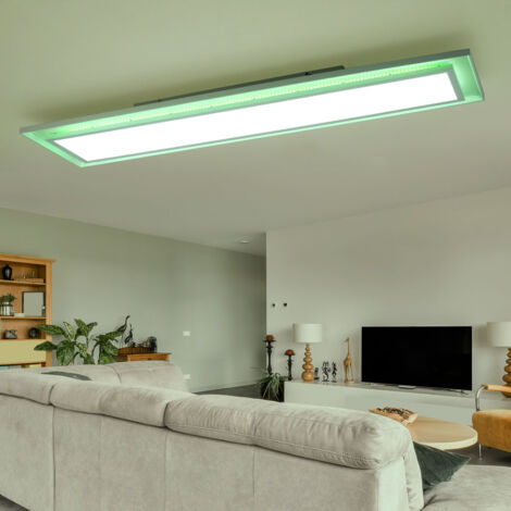 Panneau de plafond LED plafonnier à changement de couleur plafonnier télécommandé panneau de montage en saillie, CCT, LED RVB 24W 1460lm 2700-6500K, L 85 cm