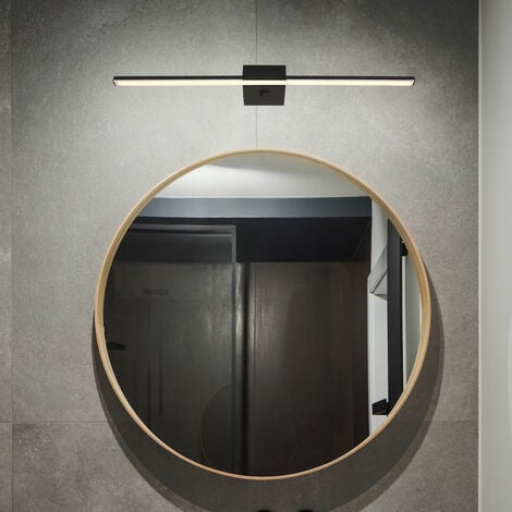 Applique LED lampe de salle de bain applique murale lampe de couloir lampe de salon, interrupteur à bascule, métal aluminium noir, 20W 590lm 4000K blanc neutre, L 61,5 cm