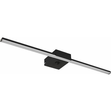Applique LED lampe de salle de bain applique murale lampe de couloir lampe de salon, interrupteur à bascule, métal aluminium noir, 20W 590lm 4000K blanc neutre, L 61,5 cm