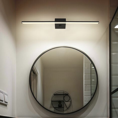 Applique LED lampe de salle de bain applique murale lampe de couloir lampe de salon, interrupteur à bascule, métal aluminium noir, 20W 590lm 4000K blanc neutre, L 61,5 cm