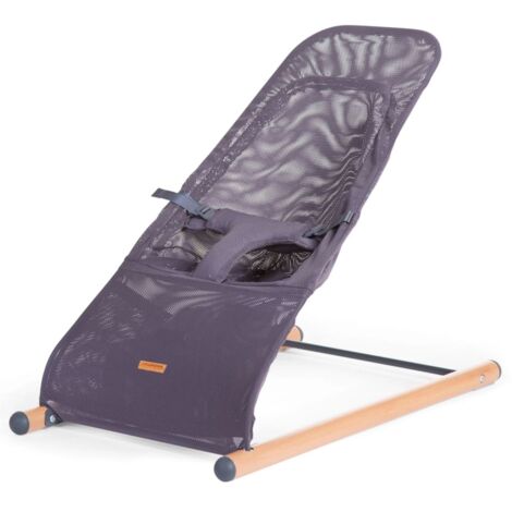 Balançoire bébé Chaise à bascule nourrisson Balançoire bébé Bouncer, filet maille anthracite, max. 9kg, hêtre acier, lxLxH 46x74x56 cm