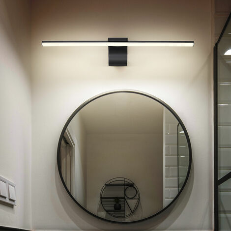 Applique miroir lampe LED salle de bain applique noire, métal acrylique  opale, 10W 560lm blanc neutre