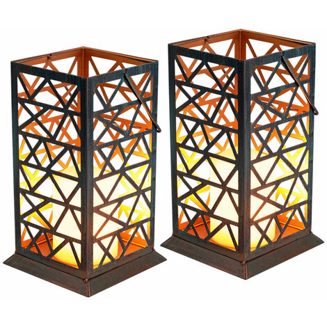 Lanterne solaire effet flamme avec motifs LS-5003 LOT DE 2