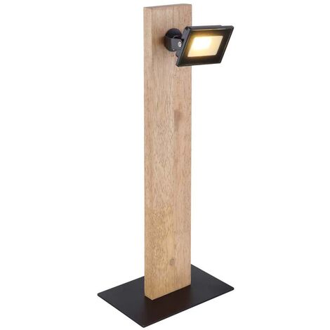 Lampe de table lampe en bois lampe de table de chambre spot spot, métal noir satiné, 1x LED 5W 420Lm 3000K, LxPxH 18x12x45 cm
