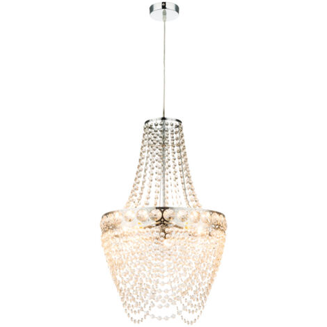 Lustre en cristal suspendu pour salon, lampe suspendue, plafonnier moderne, chromé transparent, 3 ampoules E27, DxH 38x150 cm