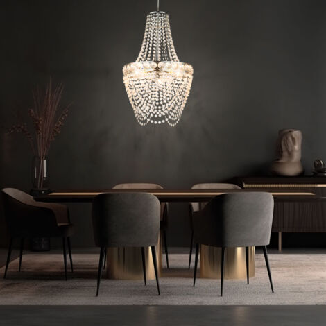 Lustre en cristal suspendu pour salon, lampe suspendue, plafonnier moderne, chromé transparent, 3 ampoules E27, DxH 38x150 cm