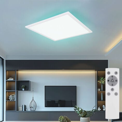 Plafonnier à panneau LED plafonnier de salon, aluminium plastique blanc, télécommande à intensité variable CCT RGB changement de couleur SmartLight, Alexa, 30W 2000lm 3000-6000K blanc chaud-blanc froi