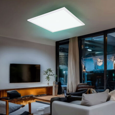 Plafonnier à panneau LED plafonnier de salon, aluminium plastique blanc, télécommande à intensité variable CCT RGB changement de couleur SmartLight, Alexa, 30W 2000lm 3000-6000K blanc chaud-blanc froi