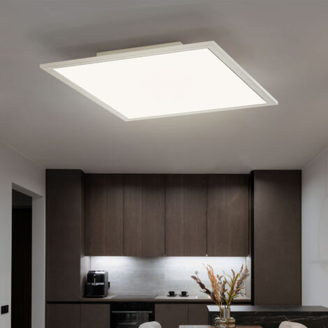 Plafonnier LED plafonnier panneau intégré/monté en saillie lampe de salon, métal plastique blanc, télécommande dimmable CCT RGB contrôle Bluetooth, 18W 1200lm blanc chaud / blanc froid 2700 - 6000K, L