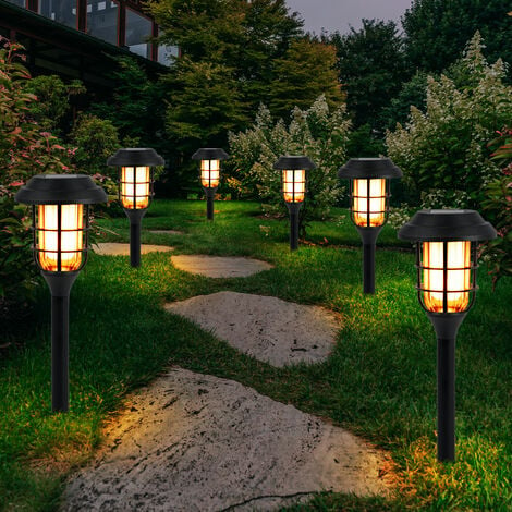 Lampe Solaire pour Extérieur Décoration de Jardin Terrasse Sol Sculpture  Noir