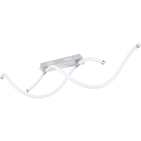 Plafonnier plafonnier lampe de salon lampe de salle à manger lampe de couloir, opale blanche métal chromé, 1x LED 20W 1790Lm blanc chaud, LxPxH 102x22x26cm