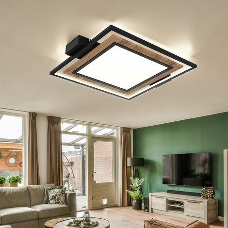 Plafonnier plafonnier lampe de salon 3 niveaux aspect bois LED lampe de salle à manger