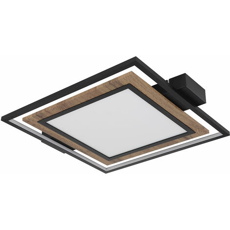 Plafonnier plafonnier lampe de salon 3 niveaux aspect bois LED lampe de salle à manger