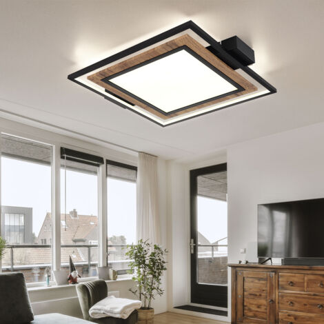Plafonnier plafonnier lampe de salon 3 niveaux aspect bois LED lampe de salle à manger