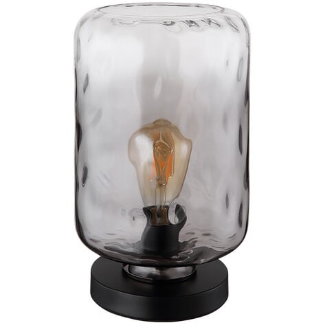 Lampe de chevet lampe de table lampe de table lampe de chambre en verre fumé H 32,5 cm