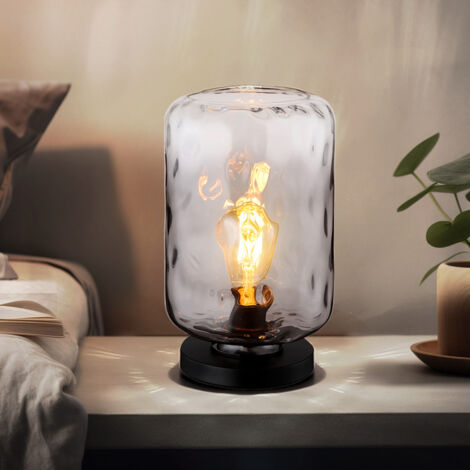 Lampe de chevet lampe de table lampe de table lampe de chambre en verre fumé H 32,5 cm