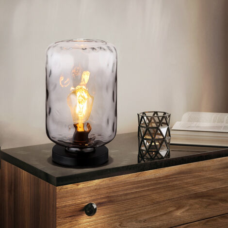 Lampe de chevet lampe de table lampe de table lampe de chambre en verre fumé H 32,5 cm
