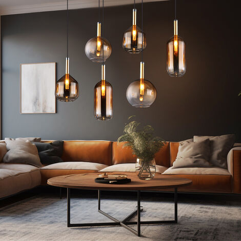 Lampe de table à manger lampe suspendue lampe à suspension verre ambre lampe de salon H 120 cm
