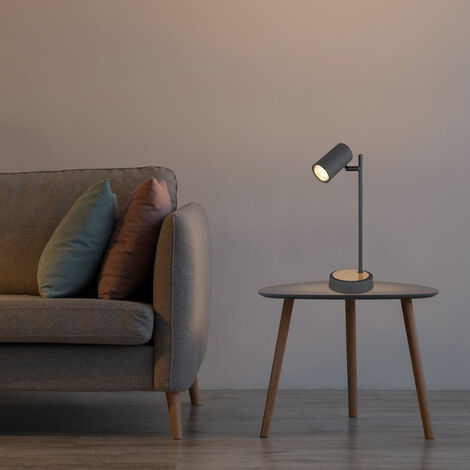 Lampe de table lampe de table lampe de bureau chambre lampe de lecture spot mobile, métal aspect bois graphite, 1x douille GU10, DxH 12x35cm