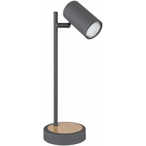 Lampe de table lampe de table lampe de bureau chambre lampe de lecture spot mobile, métal aspect bois graphite, 1x douille GU10, DxH 12x35cm