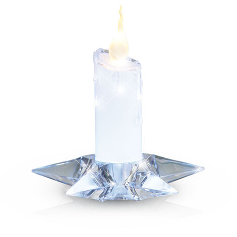 Bougies de Noël LED Bougies de décoration de Noël Lampe de table Bougie  effet scintillement, support étoile effet scintillement blanc clair, 1x LED,  DxH 14,5x165 cm
