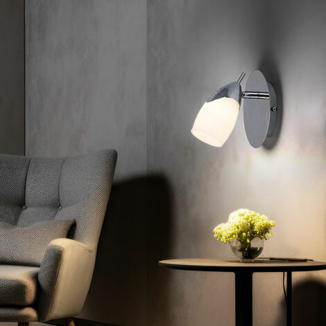 Applique murale LED spot applique murale lampe de couloir lampe de salon, spot mobile, métal laqué argent, H 19 cm