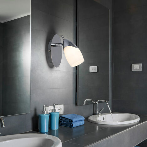 Applique murale LED spot applique murale lampe de couloir lampe de salon, spot mobile, métal laqué argent, H 19 cm