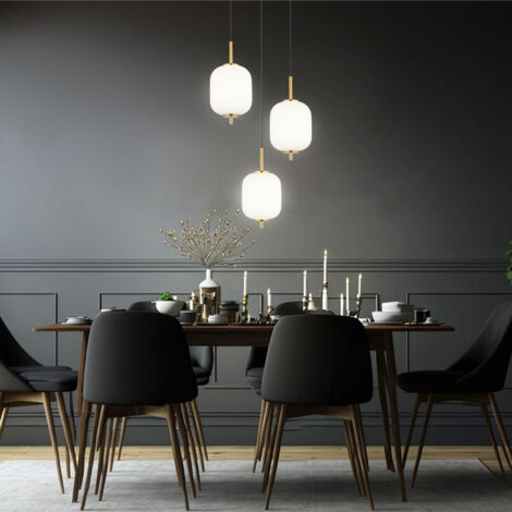 Lampe suspendue plafonnier LED en laiton verre opale lampe de salle à manger