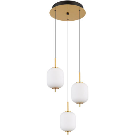 Lampe suspendue plafonnier LED en laiton verre opale lampe de salle à manger