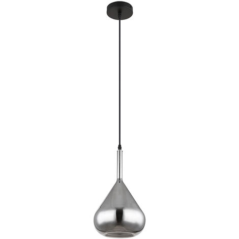 Lampe suspendue lampe de salle à manger lampe de salon, métal noir, verre fumé, E27, H 150 cm