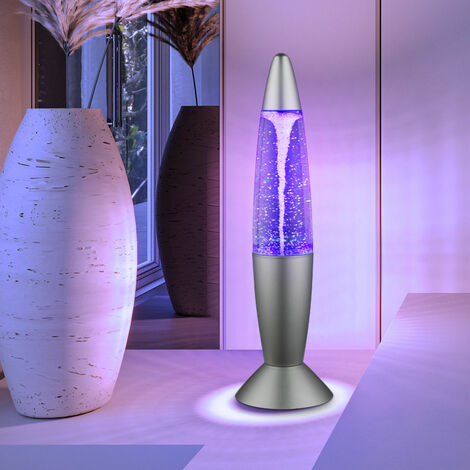 Lampe à lave lampe de table à paillettes changement de couleur lumière décorative paillettes chambre d'enfant, gris argenté, 6x LED 0,06W, PxH 10x35,5 cm