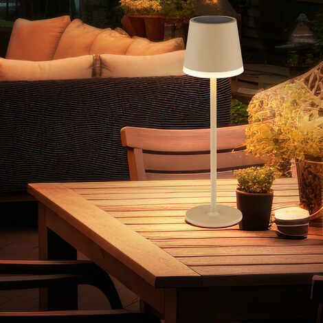 Lampe de table solaire Lampe d'extérieur sable Lampe de terrasse Lampe de table balcon IP44 résistant aux éclaboussures Batterie , LED blanc chaud, DxH 11x41 cm