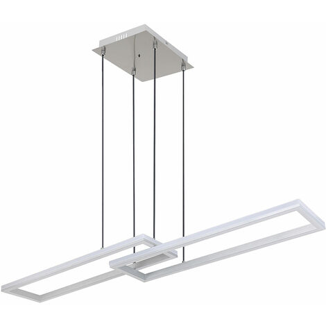 Lampe suspendue lampe de salon lampe suspendue plafonnier lampe de salle à manger, métal plastique argent, télécommande dimmable RGB LED effet arc-en-ciel, 1x 40W 2300Lm 2700-6500K, L 119,5 cm