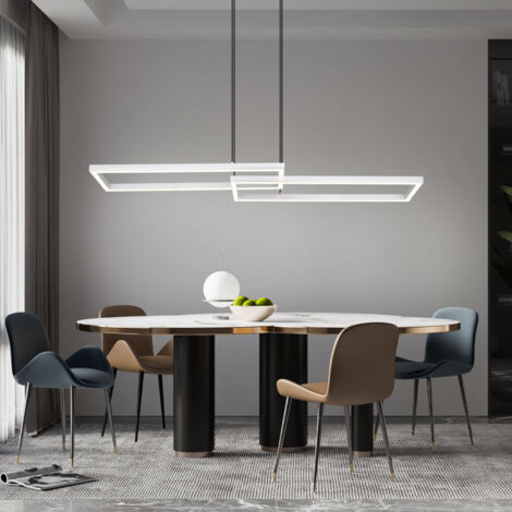 Lampe suspendue lampe de salon lampe suspendue plafonnier lampe de salle à manger, métal plastique argent, télécommande dimmable RGB LED effet arc-en-ciel, 1x 40W 2300Lm 2700-6500K, L 119,5 cm